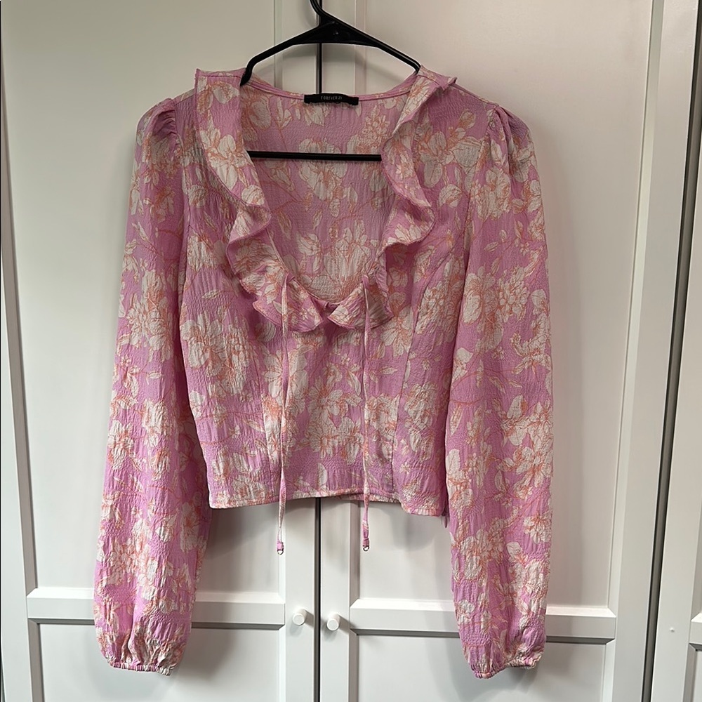 Floral Pink Ruffle Blouse